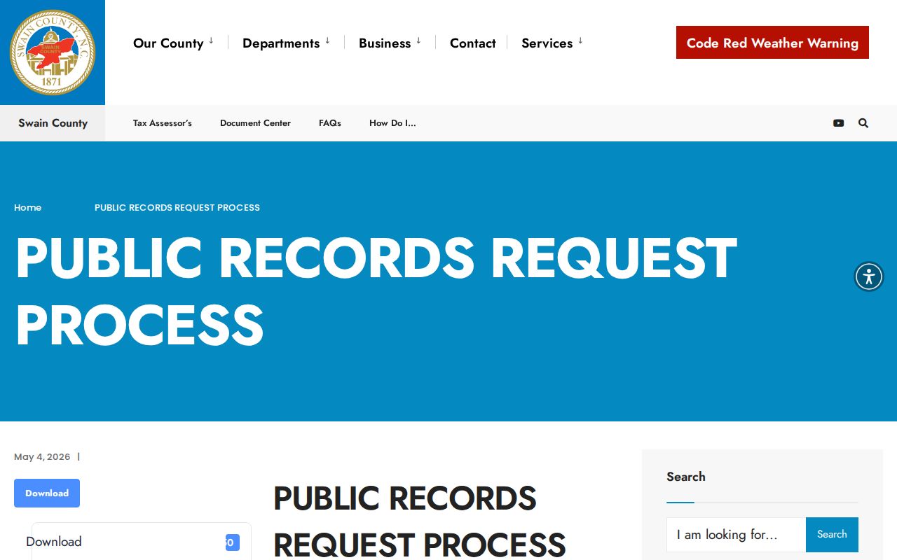 Swain County arrest records request process download