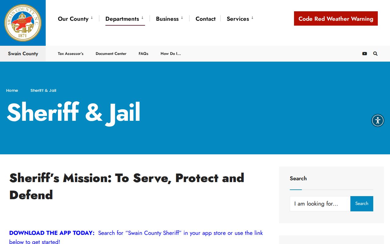Swain County criminal records Sheriff and Jail page