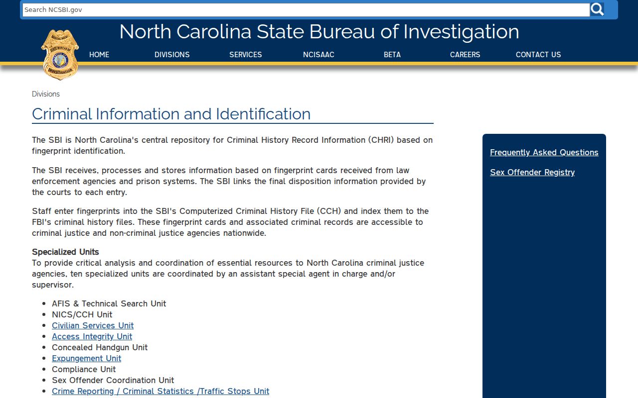 NCSBI repository context for Swain County sex offender records